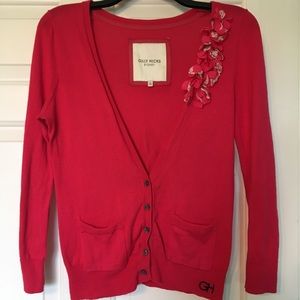 Gilly Hicks Pink Cardigan with Floral Detail Large